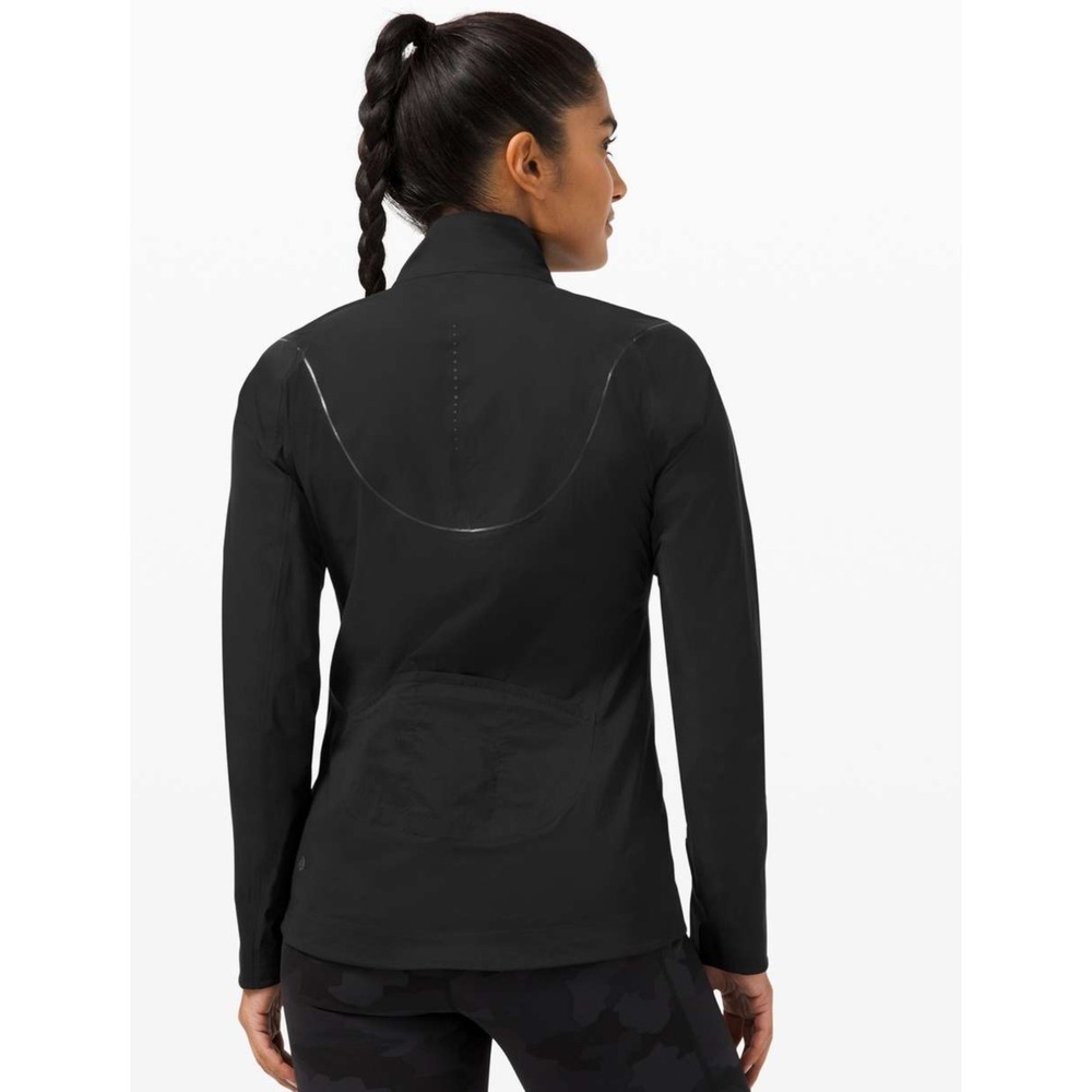 Lululemon Women Black Running Jacket Water Resistant Reflective Details Size 12